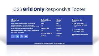 Responsive Footer Design Using Html & CSS Grid | HTML CSS Footer