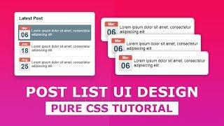 Post List UI Design -  List of Blog Posts Html CSS Tutorial