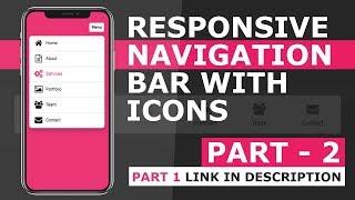 Responsive Navigation Bar With Icon Using Html CSS And Javascript - Part 2
