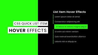 CSS List Item Hover Effects | Quick Tutorial for Beginners