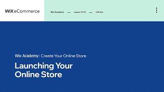 Lesson 13: Launching Your Online Store  | Creating Your Online Store | Wix eCommerce School