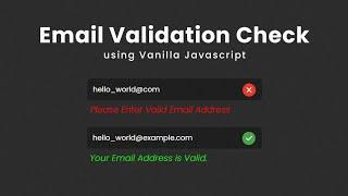 Email Validation Check Using Vanilla Javascript | How To Check Email Valid or Not