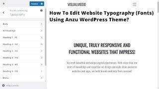 How To Edit Website Typography (Fonts) Using Anzu WordPress Theme?