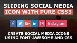 Sliding Social Media Icon's Text On Hover - Pure Html5 and CSS3 Social Media Icon Hover Effecrs