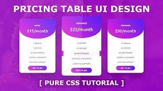 CSS3 Pricing Table UI Design - How Design a Price Table Card UI - Pure CSS Tutorial