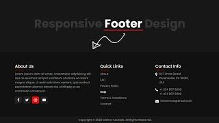 Responsive Footer Section Design Using Html & CSS | CSS3 Mobile Responsive Website Footer