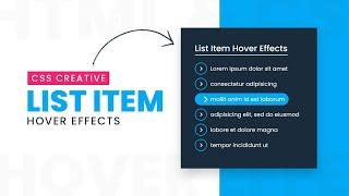 CSS Creative List Item Hover Effects | CSS3 Hover Effects