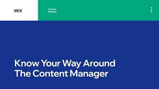 Get to Know the Content Manager | Content Manager by Wix Data
