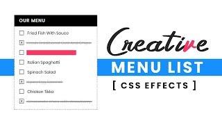 CSS Creative Restaurant Menu List | Html CSS Custom Checkbox Design