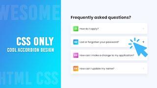 Simple Accordion Web Page Design using Html & CSS | How to Create an FAQ Page