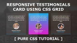 Responsive Testimonials Card UI Design Using CSS Grid | Cool CSS Hover Effects