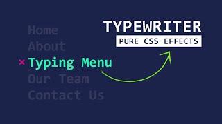 CSS Text Typing Menu Item Hover Effects | CSS Typewriter Animation