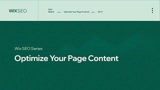 How to Optimize Your Page Content for SEO | Wix SEO