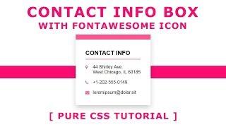 Contact Info Box Design With Font Awesome Icon - Pure Css Tutorials - Tutorials For Beginners