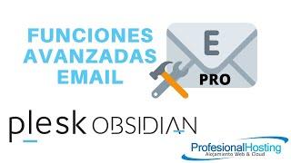 Funciones avanzadas correo o email en Plesk Obsidian