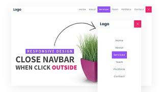 Responsive Navbar using Html CSS & Javascript | Close Navbar When Click Outside