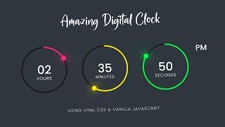 Amazing Working Digital Clock using Html CSS SVG & Javascript | Simple Javascript Project