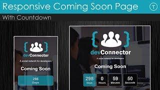 Responsive Coming Soon Landing Page With Countdown