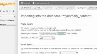 Importing MySQL databases and tables using phpMyAdmin