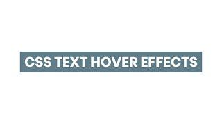CSS Text Hover Effects | Html CSS