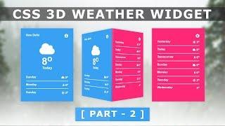 CSS 3D Weather Card Widget Design - CSS User Interface Design Tutorial - Part 2