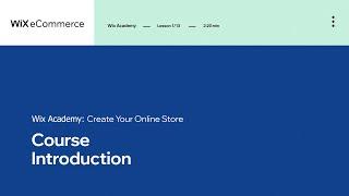 Lesson 1: Intro to “Create Your Online Store” | Creating Your Online Store | Wix eCommerce School