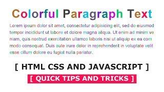 Colorful Paragraph Text | Html CSS and Javascript