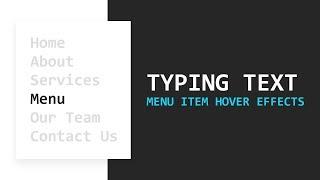 CSS Typing Text Menu Item Hover Effects | CSS Hover Effects
