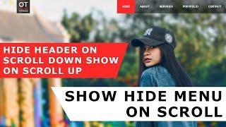 Hide Menu on scroll down show on scroll up - Html CSS And Javascript