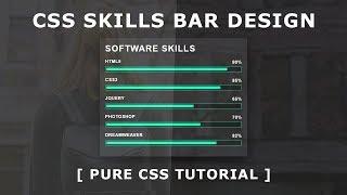 Pure CSS Skills Bar Design - Horizontal Bar Chart with CSS - Html5 CSS3 Tutorial