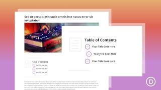 How to Build a Clickable Table of Contents for a Blog Post with the Divi Layout