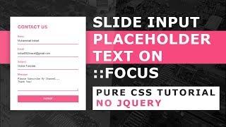 Move Placeholder To Top on Focus And While Typing - Pure CSS Tutorial - No Javascript