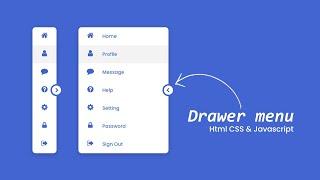 Responsive Navigation Drawer using HTML CSS & Javascript | Drawer Menu