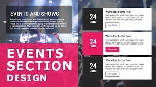 Events Section UI Design - Pure Html CSS Tutorial  - UI and Layout - Website Section Design Tutorial